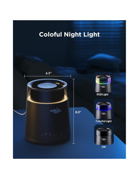 Purificador de aire MSB5 HEPA H13 para dormitorio - Negro