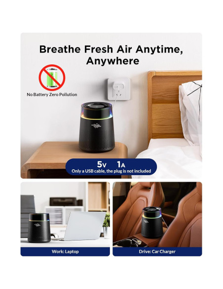 Purificador de aire MSB5 HEPA H13 para dormitorio - Negro