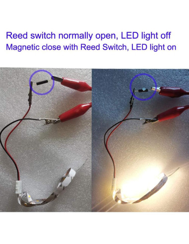 10 Interruptores Reed Gebildet N/O 14mm x 2.5mm con Imán