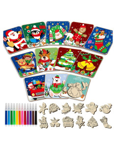 Paquete de 12 Rompecabezas de Madera Navideños Gisgfim 14.7cm