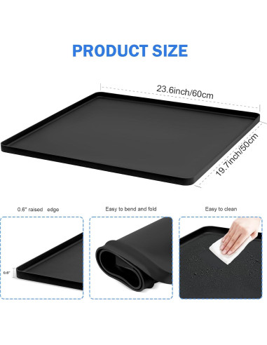 Alfombrilla de Silicona Negra para Mini Nevera 60x50cm