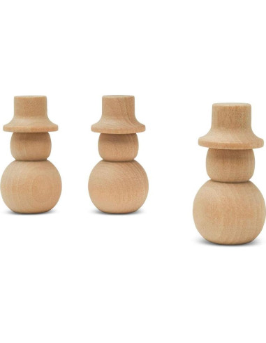 Muñecos de Nieve de Madera Woodpeckers 5.4 cm - Paquete de 12