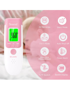 Termómetro Digital Infrarrojo Berrcom JXB-183 3-en-1 LCD 2