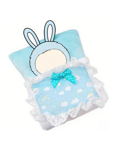 Cama de Muñeca Azul VVQUI 17cm con Bordes de Encaje
