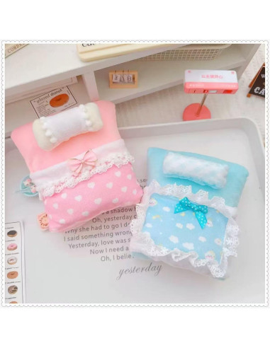 Cama de Muñeca Azul VVQUI 17cm con Bordes de Encaje