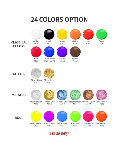 Pintura Tempera Lavable Fantastory 24 Colores 60 ml