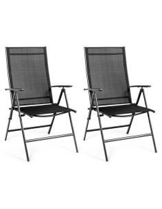 Conjunto de 2 Sillas Plegables Tangkula para Patio Negro