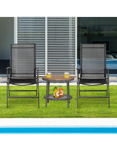 Conjunto de 2 Sillas Plegables Tangkula para Patio Negro 2