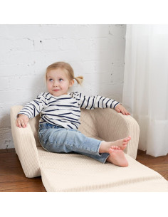 Sofá Plegable para Niños ZICOTO Beige 2 en 1 - Cómodo y Seguro 2