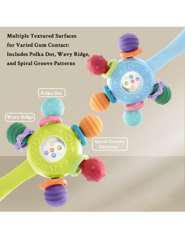 Sonajero y Mordedor 2 en 1 CNBESTFASHION Azul para Bebés