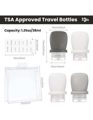 Botellas de Silicona RONRONS 30ml A Prueba de Fugas 4 Pack