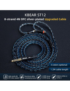 Cable IEM KBEAR ST12 2Pin 3.5mm 8 Núcleos Cobre Baño Plata 2