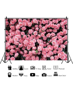 Fondo de Flores Rosas 10x8ft Ckihgenn Decoración Fotográfica 2