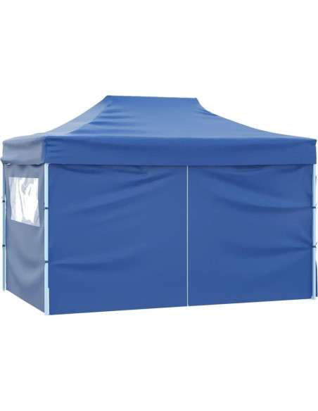 Carpa de Fiesta Plegable YELWHI 280x410 cm Azul Resistente UV