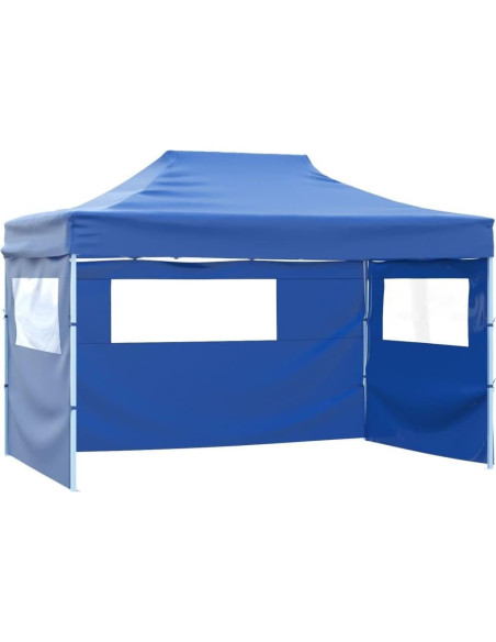 Carpa de Fiesta Plegable YELWHI 280x410 cm Azul Resistente UV
