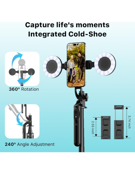 Trípode Selfie eBigValue 68" con Luz y Control Remoto