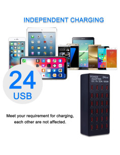 Estación de Carga USB 24 Puertos MIXILIN 100W Cargador Rápido 2