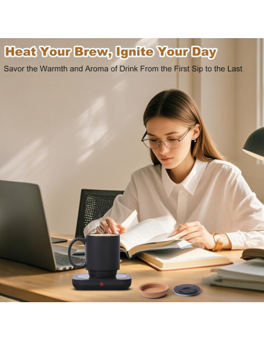 Calentador de Taza Eléctrico 36W con Taza Cerámica 450ml Negro