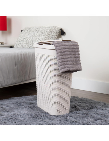 Cesto de Ropa Slim Mind Reader 40L con Tapa Marfil