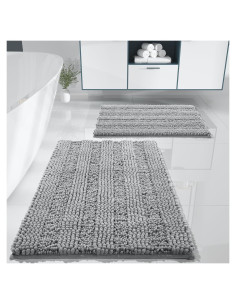 Conjunto de Alfombrillas de Baño Yimobra 2 Piezas Gris Chenilla