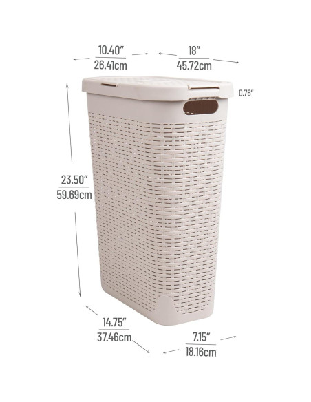 Cesto de Ropa Slim Mind Reader 40L con Tapa Marfil