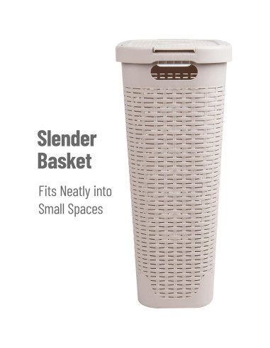 Cesto de Ropa Slim Mind Reader 40L con Tapa Marfil