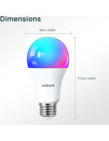 Bombillas Inteligentes Linkind 11W RGBTW 2 Paquete Alexa
