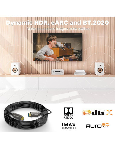 Cable HDMI de fibra óptica EVAIO 8K 9.14m 48Gbps eARC