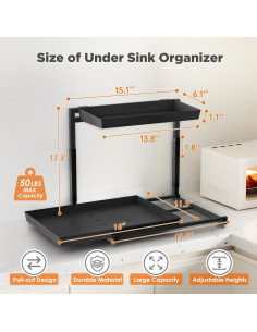 Organizador Bajo Fregadero TATAANTY 2 Niveles Ajustables Negro 2