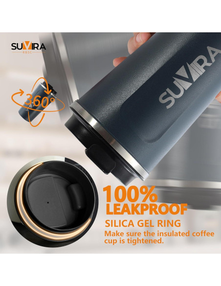 Taza de Café Inteligente SUVIRA 0.5L Acero Inoxidable Azul