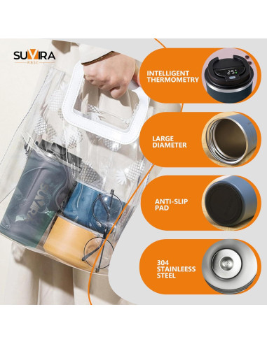 Taza de Café Inteligente SUVIRA 0.5L Acero Inoxidable Azul