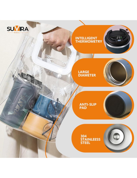 Taza de Café Inteligente SUVIRA 0.5L Acero Inoxidable Azul