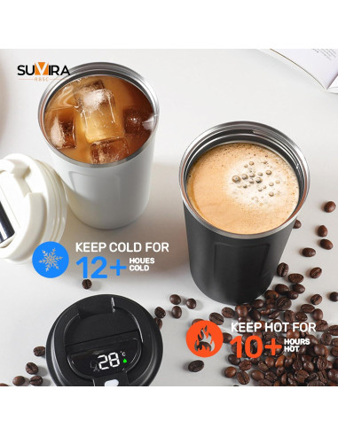 Taza de Café Inteligente SUVIRA 0.5L Acero Inoxidable Azul