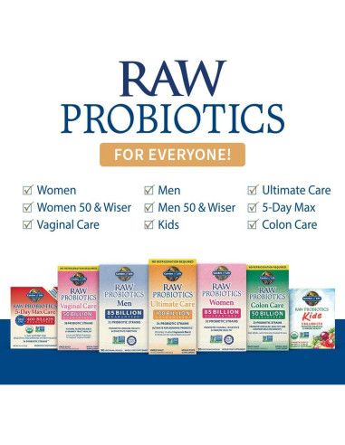 Probioticos Crudos Jardín de Vida 100 Mil Millones CFU 30 Cápsulas