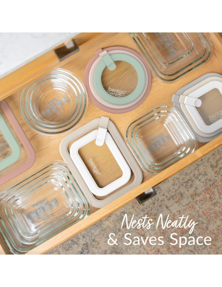 Set de 12 Contenedores de Vidrio Herméticos Bentgo - A Prueba de Fugas