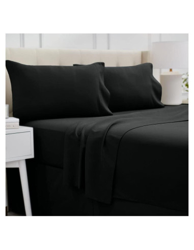 Conjunto de Sábanas Completo lalaLOOM Microfibra 4 Piezas Negro