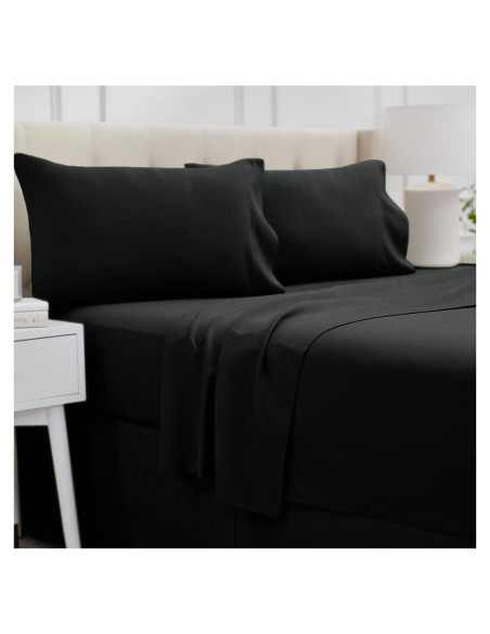 Conjunto de Sábanas Completo lalaLOOM Microfibra 4 Piezas Negro