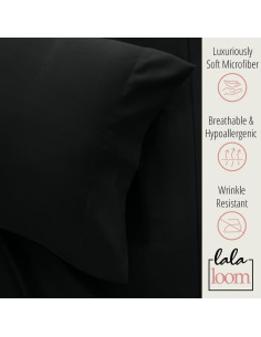 Conjunto de Sábanas Completo lalaLOOM Microfibra 4 Piezas Negro 2