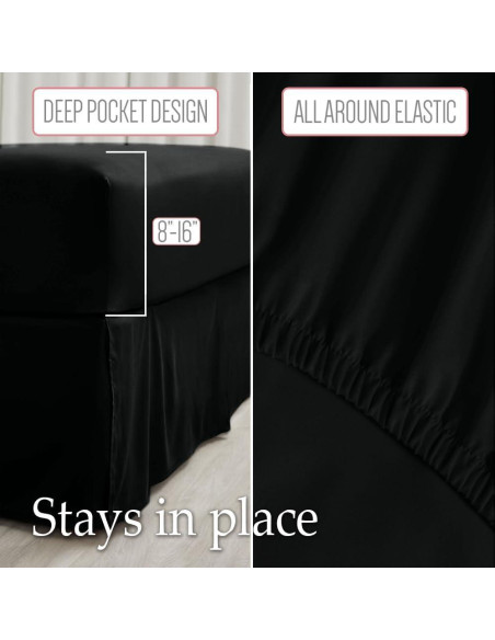 Conjunto de Sábanas Completo lalaLOOM Microfibra 4 Piezas Negro