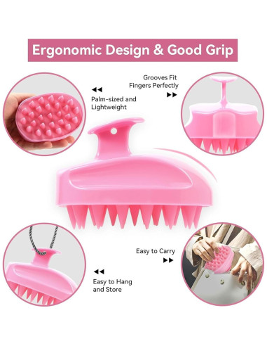 Cepillo Masajeador Cuero Cabelludo SoPretti Rosa - Exfoliante