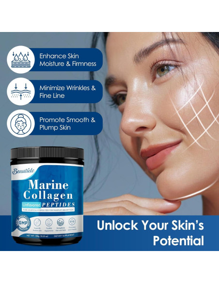 Péptidos de colágeno marino Beautide 349g con Vitamina C
