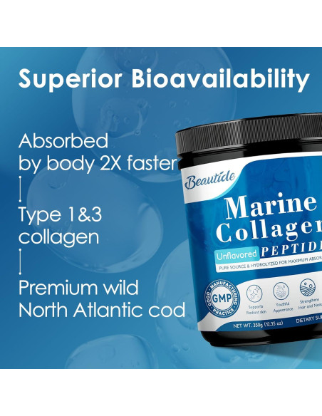 Péptidos de colágeno marino Beautide 349g con Vitamina C