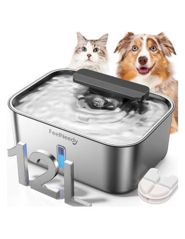 Fuente de Agua para Perros FEELNEEDY 12L Acero Inoxidable