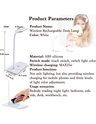 Lámparas de Escritorio LED Blue-Ra BRDL01 Carga Inalámbrica