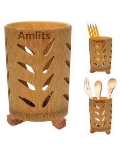 Soporte de Cepillo de Dientes de Bambú Amlits - Drenaje Rápido