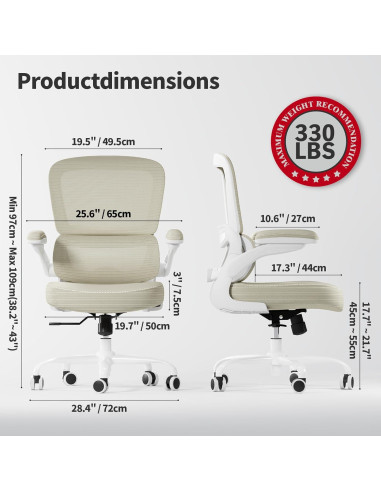 Silla de Oficina Ergonómica TRALT YX001-4 Beige con Soporte Lumbar