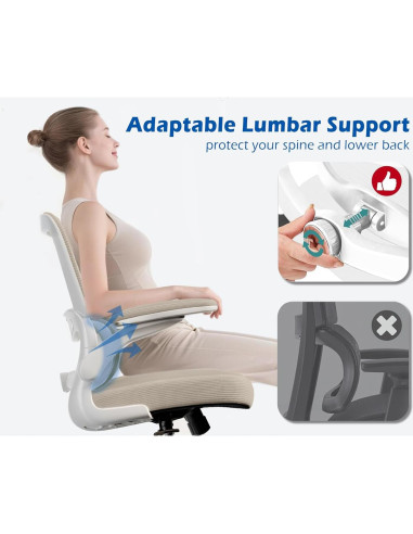 Silla de Oficina Ergonómica TRALT YX001-4 Beige con Soporte Lumbar