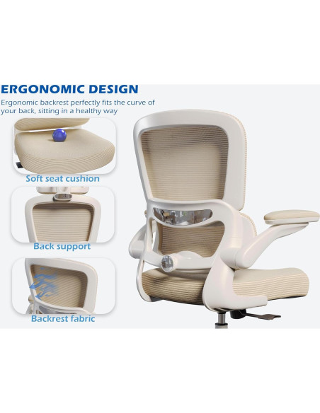 Silla de Oficina Ergonómica TRALT YX001-4 Beige con Soporte Lumbar