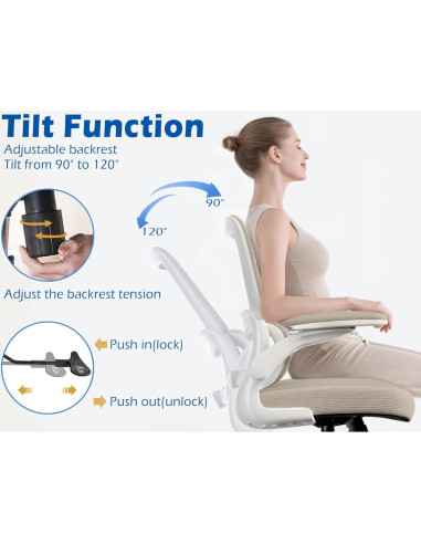 Silla de Oficina Ergonómica TRALT YX001-4 Beige con Soporte Lumbar