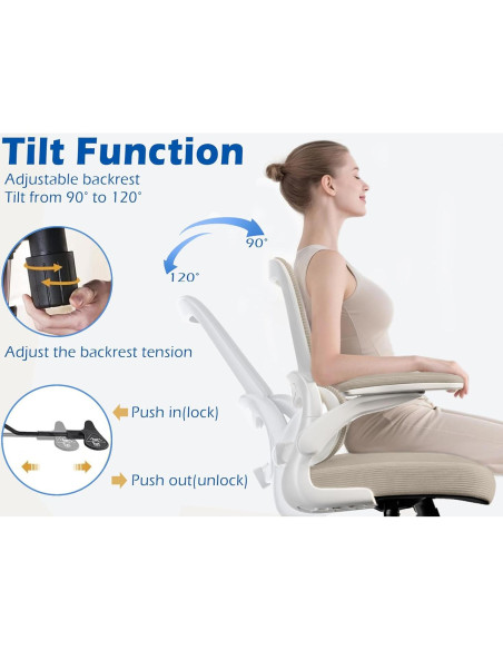 Silla de Oficina Ergonómica TRALT YX001-4 Beige con Soporte Lumbar